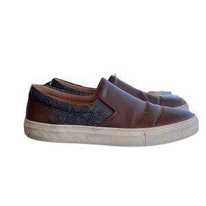 Greats Brown Leather Wooster Wool Slip Ons
